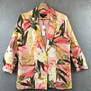 New Anthropolgie RD + Koko Tropical Floral Print Blazer Women's L